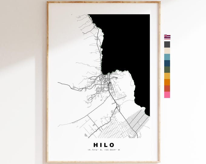 Hilo Map Print - City Map Poster - Map Art - USA City Maps - Hilo Print - Hilo Poster - Minimalist City Map - Hawaii