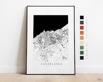 Casablanca Map Print - City Map Poster - Map Art - Map Wall Art - Morocco City Map - Casablanca Print - Casablanca Poster - Art - Africa
