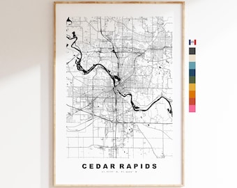 Cedar Rapids Map Print - City Map Poster - Map Art - USA City Maps - Cedar Rapids Print - Cedar Rapids Poster - Minimalist City Map - Iowa