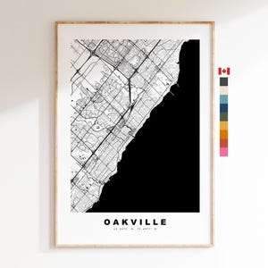 Oakville Impression de carte de ville - impression de carte - art de la carte - impressions ou impressions encadrées - Canada