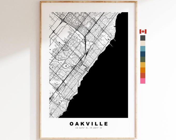 Oakville Map Print - City Map Poster - Map Art - Map Wall Art - Canada City Maps - Oakville Print - Oakville Poster - Minimalist City Map