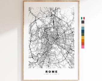 Rome Map Print - City Map Poster - Map Art - Map Wall Art - Italy City Maps - Rome Print - Rome Poster - Minimalist City Map