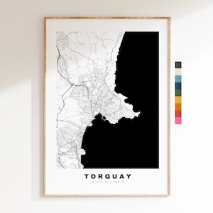 Impresión de mapa de Torquay - Póster de mapa de ciudad minimalista - Arte de mapas - Reino Unido - Impresión de Torquay - Póster de Torquay - Diferentes colores disponibles
