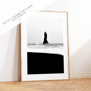 Reynisfjara - Iceland Photography Print - Iceland Wall Art - Iceland Poster - Black and White Photography - Minimalist - Black Sand Beach