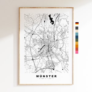 Munster Map Print - City Map Poster - Map Wall Art - Germany City Maps - Münster Print - Münster Poster - Minimalist City Map - Germany