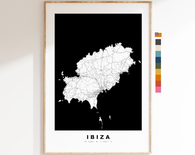 Ibiza Map Print - Map Poster - Map Art - Map Wall Art - Spain Maps - Ibiza Print - Balearic Islands Poster - Minimalist Map