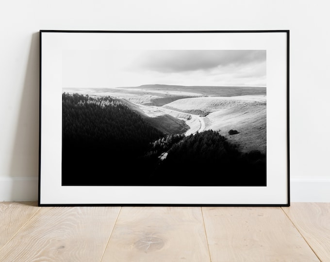 Snake Pass Print - Fine Art Photography Print - Peak District Photography - Peak District  - Black and White Landscapes - Snake Pass Poster