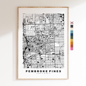 Pembroke Pines Stadsplattegrond Print - kaartprint - kaartkunst - prints of ingelijste prints - minimalistisch - Verenigde Staten