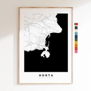 Horta Stadsplattegrond Print - kaartprint - kaartkunst - prints of ingelijste prints - minimalistisch - Portugal