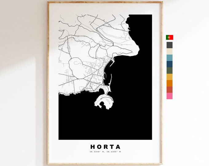 Horta Map Print - City Map Poster - Map Art - Map Wall Art - Portugal City Maps - Horta Print - Poster - Minimalist City Map - Faial
