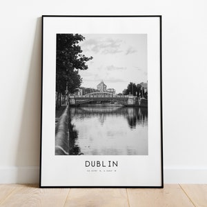 Dublin City Poster Print - Black and White Minimalist City Print - Coordinates - Dublin Poster - Dublin Art Print - Ireland - Dublin Gift