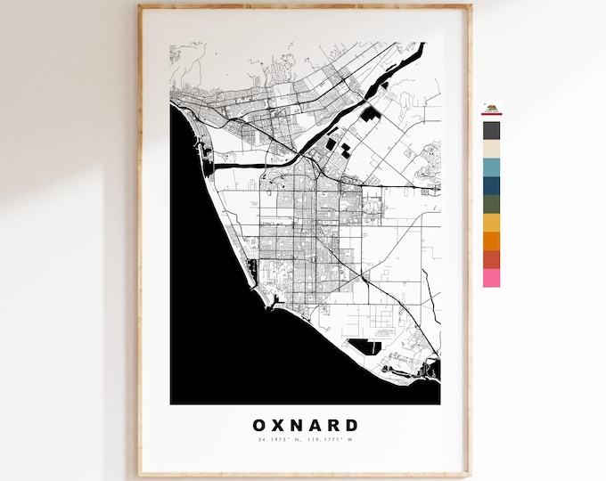 Oxnard Map Print - City Map Poster - Map Art - USA City Maps - Oxnard Print - Oxnard Poster - Minimalist City Map - California