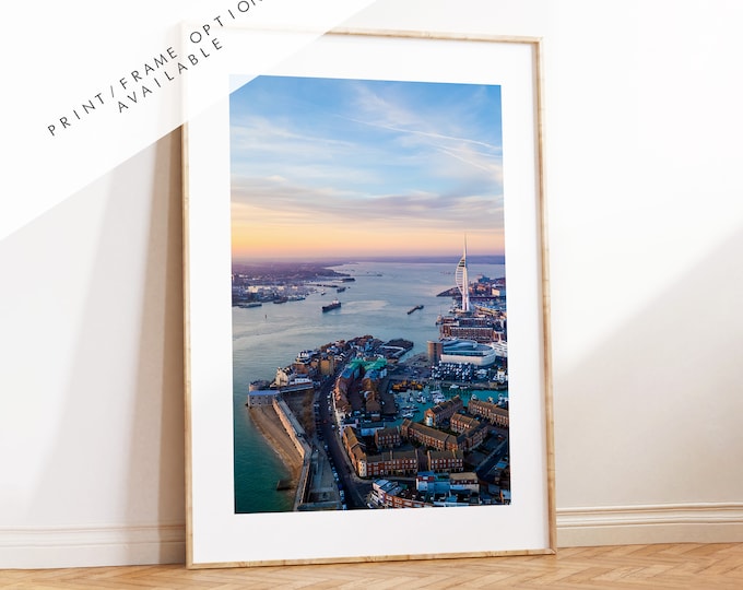 Portsmouth Print -  Photography Print - Portsmouth and Southsea Prints - Wall Art -  Frame and Canvas Options - Portrait - Aerial