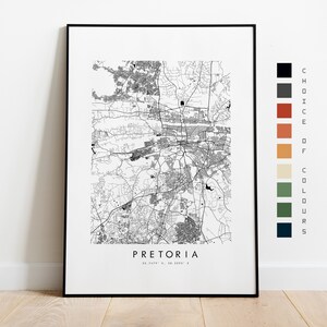 Impressão de mapa de Pretória - pôster de mapa da cidade - arte de mapa - arte de parede de mapa - mapa da cidade da África do Sul - impressão de Pretória - pôster de Pretória - arte de parede - África