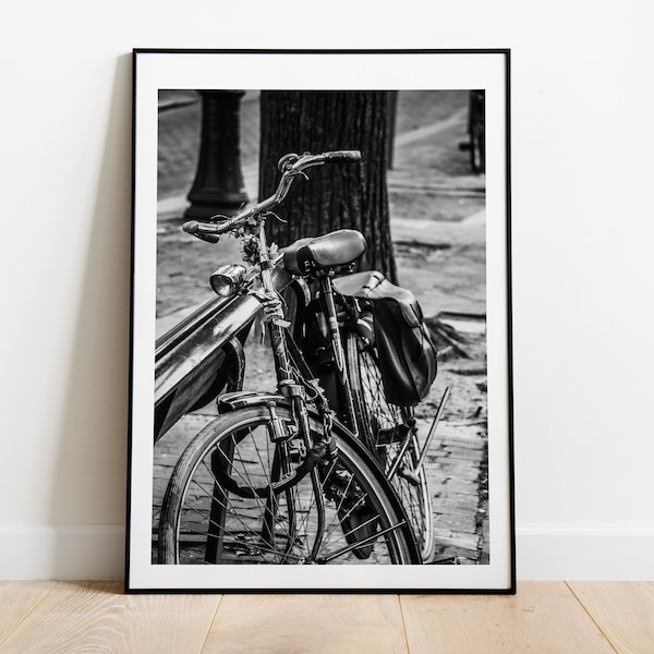 Black and White Bicycle Print - Fine Art Photography - Minimalist - Contemporary - Amsterdam Bicycle Print - Bike - Bicycle - Print - Poster