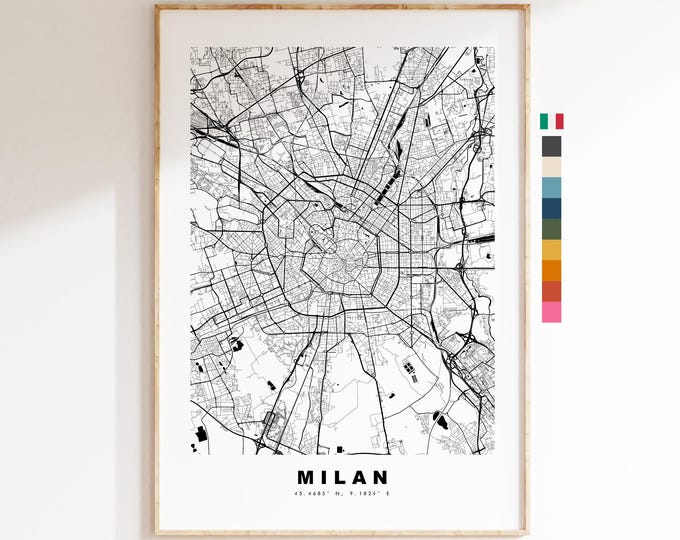 Milan Map Print - City Map Poster - Map Art - Map Wall Art - Italy City Maps - Milan Print - Milan Poster - Minimalist City Map