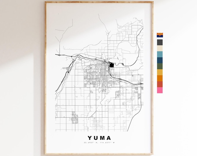 Yuma Map Print - City Map Poster - Map Art - USA City Maps - Yuma Print - Yuma Poster - Minimalist City Map - Arizona