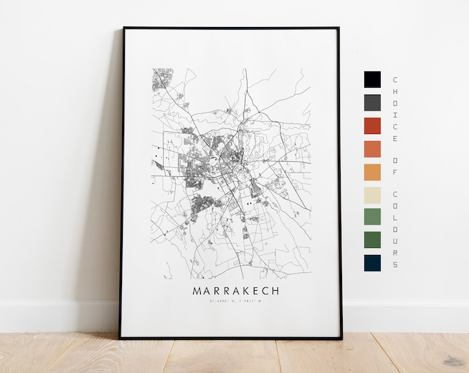 Marrakech Map Print - City Map Poster - Map Art - Map Wall Art - Morocco City Map - Marrakech Print - Marrakech Poster - Wall Art - Africa
