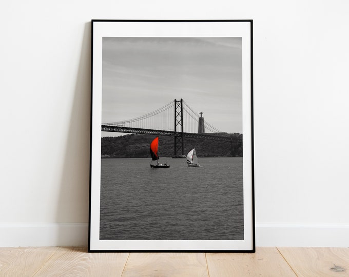 Lisbon Black and White Photography Print - 25 de Abril Bridge - Lisbon Bridge  - Black and White - Fine Art Photography - Portugal - Lisbon