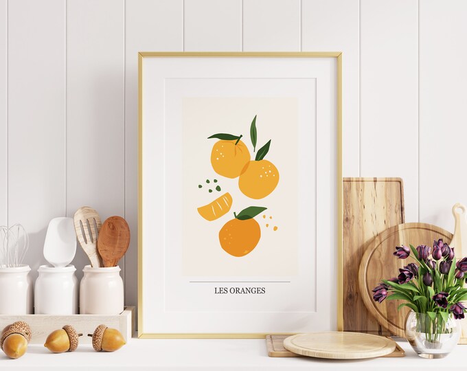 Les Oranges Print - Marche Aux Fruits - Oranges Wall Art - Oranges Print - French Food Posters - Orange Print - Kitchen Art - Kitchen Print