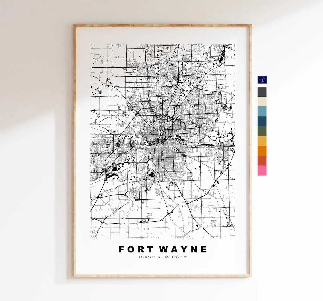Fort Wayne Map Print - City Map Poster - Map Art - USA City Maps - Fort ...