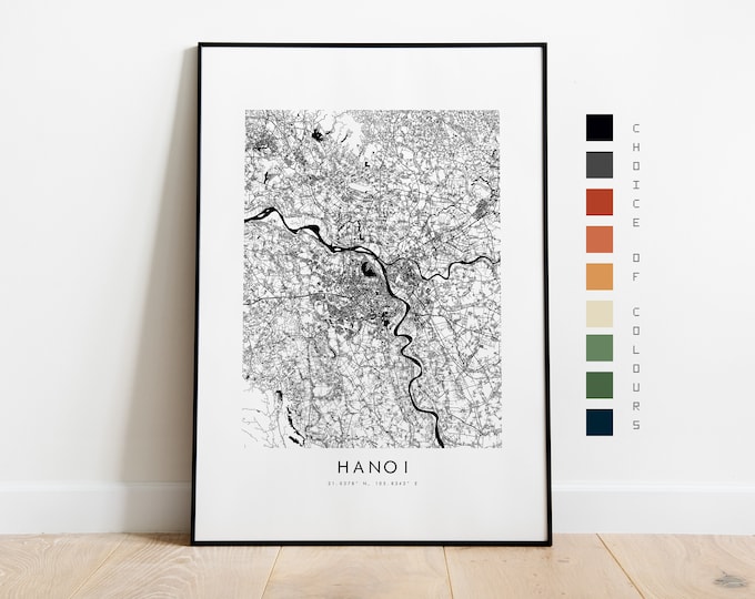 Hanoi Map Print - City Map Poster - Map Art - Map Wall Art - Vietnam City Map - Hanoi Print - Hanoi Poster - Wall Art - Map - Asia