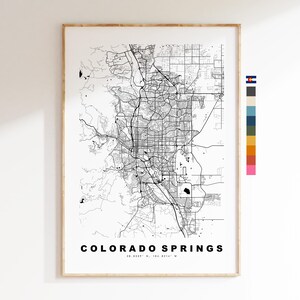 Colorado Springs Carte de la ville Imprimer - impression de carte - art de la carte - estampes ou impressions encadrées - États-Unis