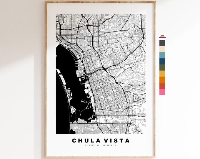 Chula Vista Map Print - City Map Poster - Map Art - USA City Maps - Chula Vista Print - Poster - Minimalist City Map - California