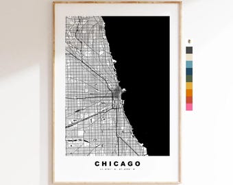 Chicago Map Print - City Map Poster - Map Art - USA City Maps - Chicago Print - Chicago Poster - Minimalist City Map - Illinois