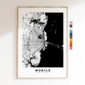 Mobile Stadsplattegrond Print - kaartprint - kaartkunst - prints of ingelijste prints - minimalistisch - Verenigde Staten