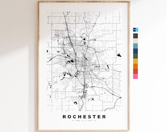 Rochester Map Print (Minnesota) - City Map Poster - Map Art - USA City Maps - Rochester Print - Poster - Minimalist City Map - Minnesota