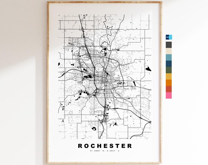 Rochester Map Print (Minnesota) - City Map Poster - Map Art - USA City Maps - Rochester Print - Poster - Minimalist City Map - Minnesota