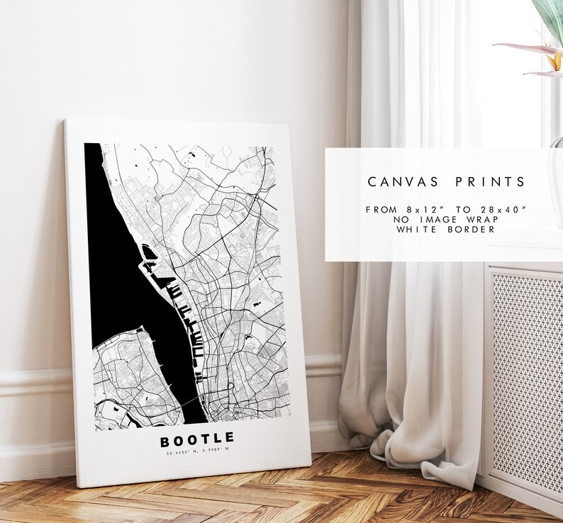 Bootle Map Print - Minimalist City Map Poster - Map Art - UK - Bootle ...