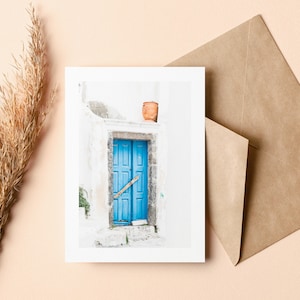 Cartão de felicitações Santorini - Cartão de felicitações - Em branco por dentro - Aniversário - Aniversário de casamento - Dia das mães - Dia dos pais - Feriado - Cartão de felicitações