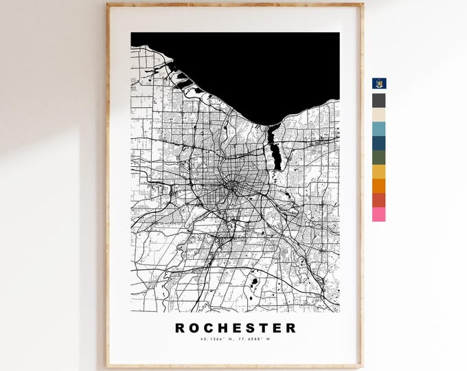 Rochester Map Print (New York) - City Map Poster - Map Art - USA City Maps - Rochester Print - Poster - Minimalist City Map - New York