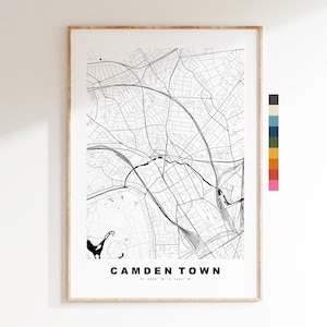 Impresión de mapa de Camden Town - Póster de mapa de ciudad minimalista - Arte de mapas - Londres, Reino Unido - Impresión de Camden Town - Póster - Diferentes colores disponibles