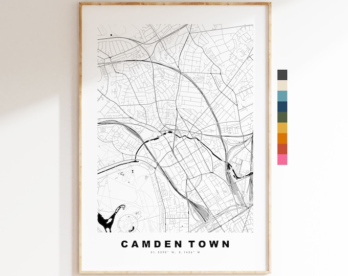 Camden Town Map Print - Minimalist City Map Poster - Map Art - London, UK - Camden Town Print - Poster - Different Colours Available