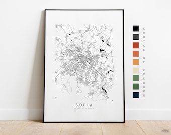 Sofia Map Print - City Map Poster - Map Art - Map Wall Art - Bulgaria City Map - Sofia Print - Sofia Poster - Art  - Minimalist - Europe