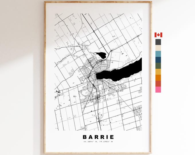 Barrie Map Print - City Map Poster - Map Art - Map Wall Art - Canada City Maps - Barrie Print - Barrie Poster - Minimalist City Map
