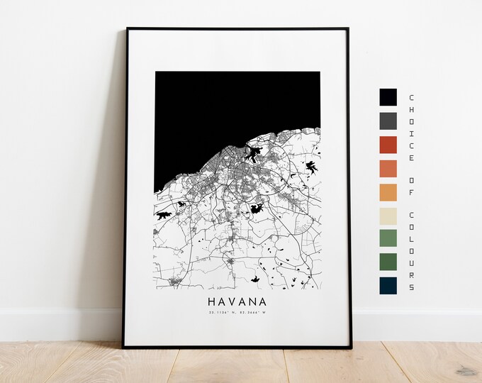 Havana Map Print - City Map Poster - Map Art - Map Wall Art - Cuba City Map - Havana Print - Havana Poster - Wall Art - Map Poster - Map