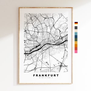 Frankfurt Map Print - City Map Poster - Map Art - Germany City Maps - Frankfurt Print - Frankfurt Poster - Minimalist City Map - Germany