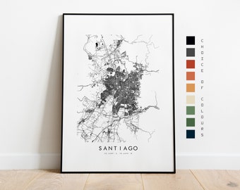 Santiago Map Print - City Map Poster - Map Art - Map Wall Art - Chile City Map - Santiago Print - Santiago Print - South America