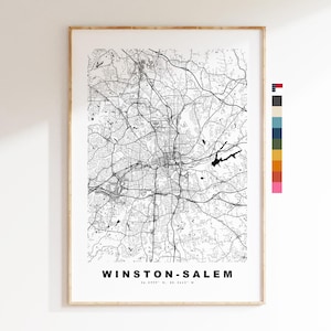 Winston-Salem Map Print - City Map Poster - Map Art - USA City Maps - Winston-Salem Print - Poster - Minimalist City Map - North Carolina