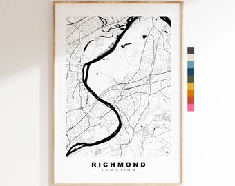 Richmond Map Print - Minimalist City Map Poster - Map Art - London, UK - Richmond Print - Richmond Poster - Different Colours Available