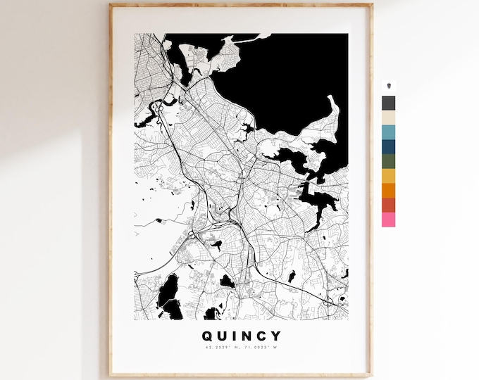 Quincy Map Print - City Map Poster - Map Art - USA City Maps - Quincy Print - Quincy Poster - Minimalist City Map - Massachusetts
