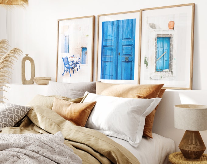 Greek Blue Print Set - Greece Photography Prints - Blue Wall Art Set - Blue Minimalist Print Set - Contemporary Wall Art - Greek Prints