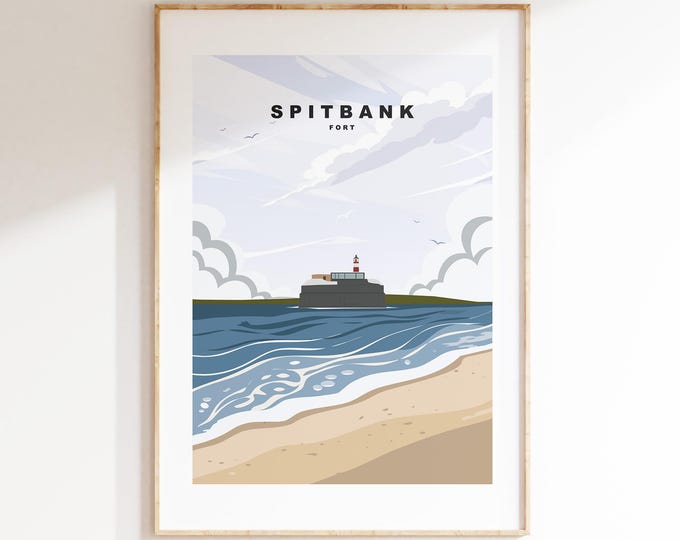 Spitbank Fort Travel Poster - Wall Art Print - Southsea and Portsmouth Travel Posters - Minimalist Retro Style - Prints or Framed Prints