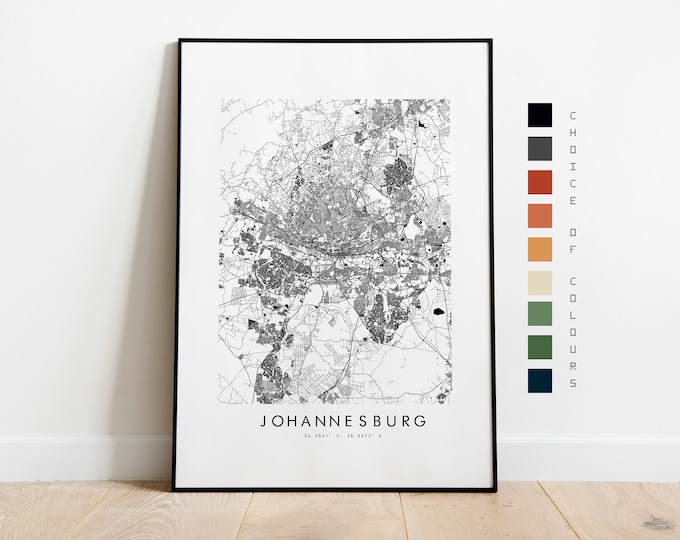 Johannesburg Map Print - City Map Poster - Map - Map Wall Art - South Africa City Map - Johannesburg Print - Johannesburg Poster - Africa