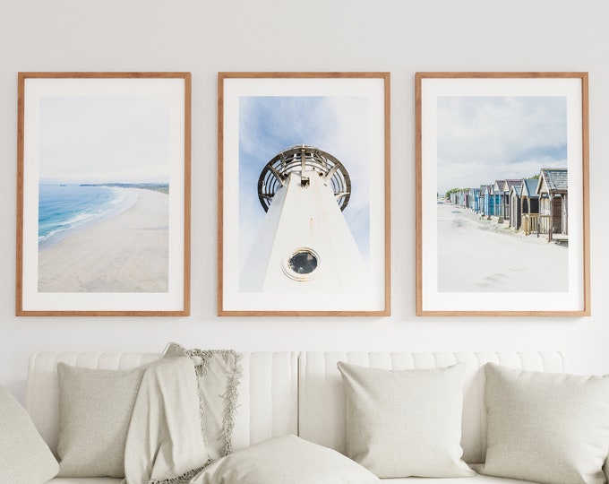Blue Coastal Photography Print Set - Coastal Home Decor - Canvas - Framed - Print - Light Blue Wall Art - Pastel - Bathroom - Living Room