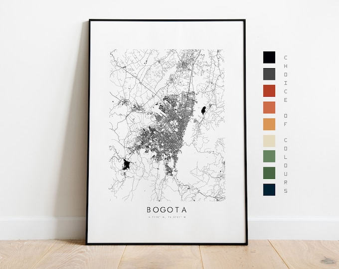 Bogota Map Print - City Map Poster - Map Art - Map Wall Art - Colombia City Map - Bogota Print - Bogota Print - South America